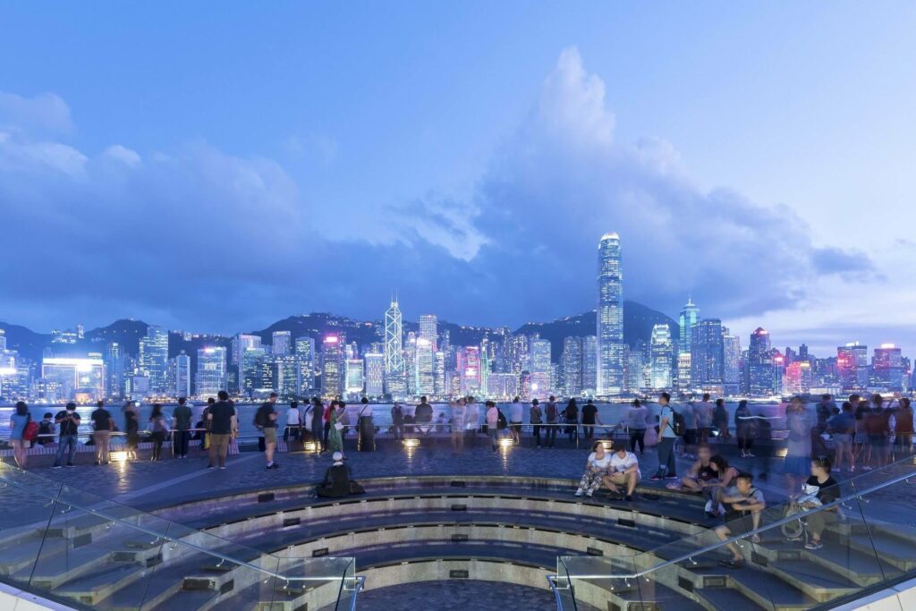 You can relax and enjoy Victoria Harbour view from the observation platform in Tsim Sha Tsui waterfront.